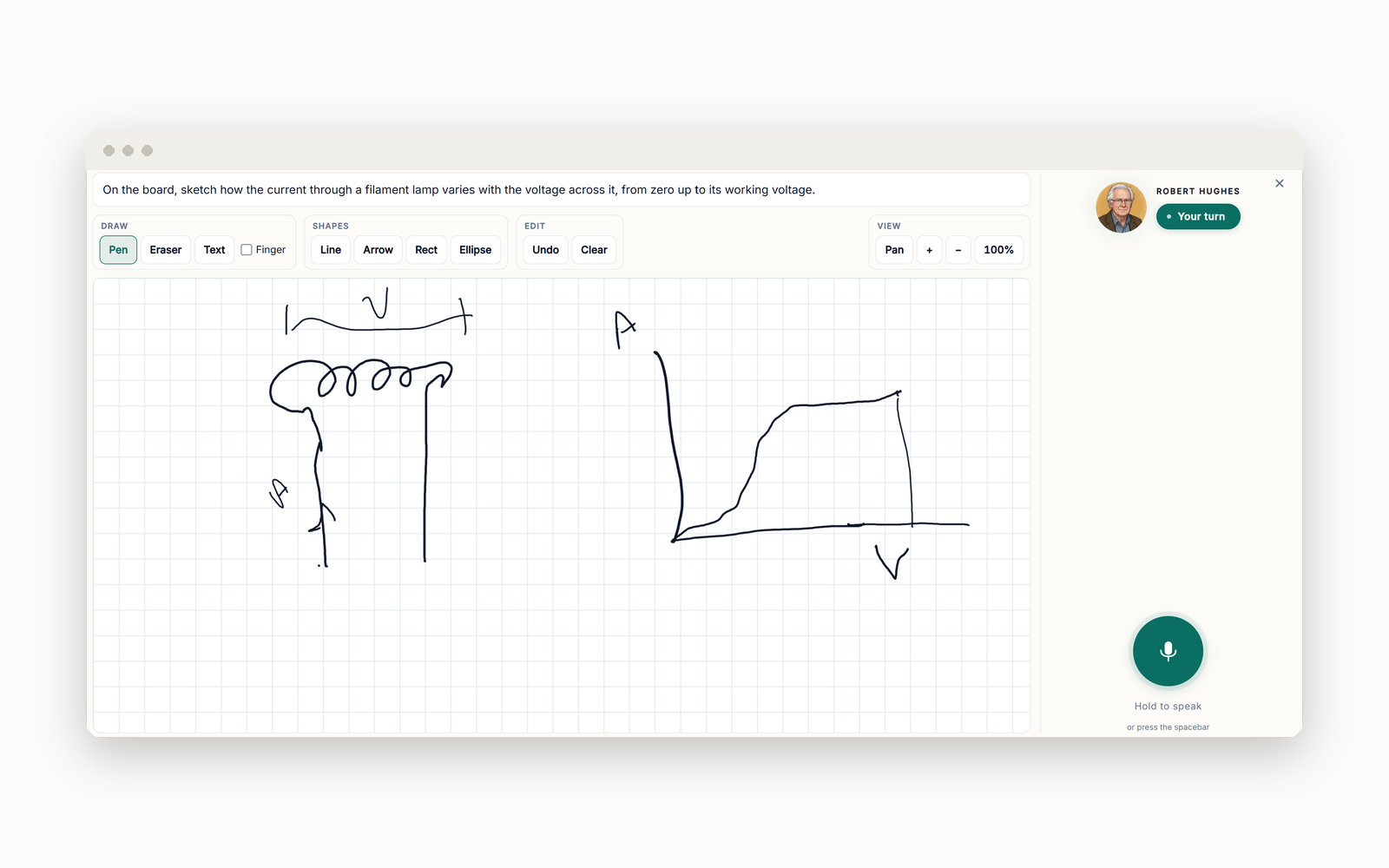 A Slate session, showing a problem part-worked on the shared whiteboard.